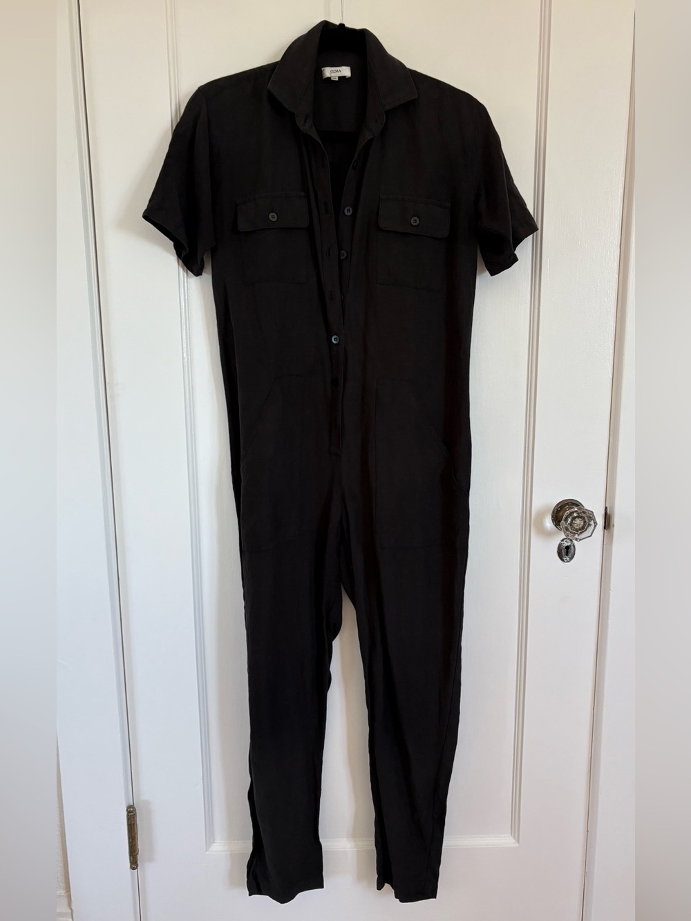 Ozma of California painter jumpsuit black silk/linen  size XS